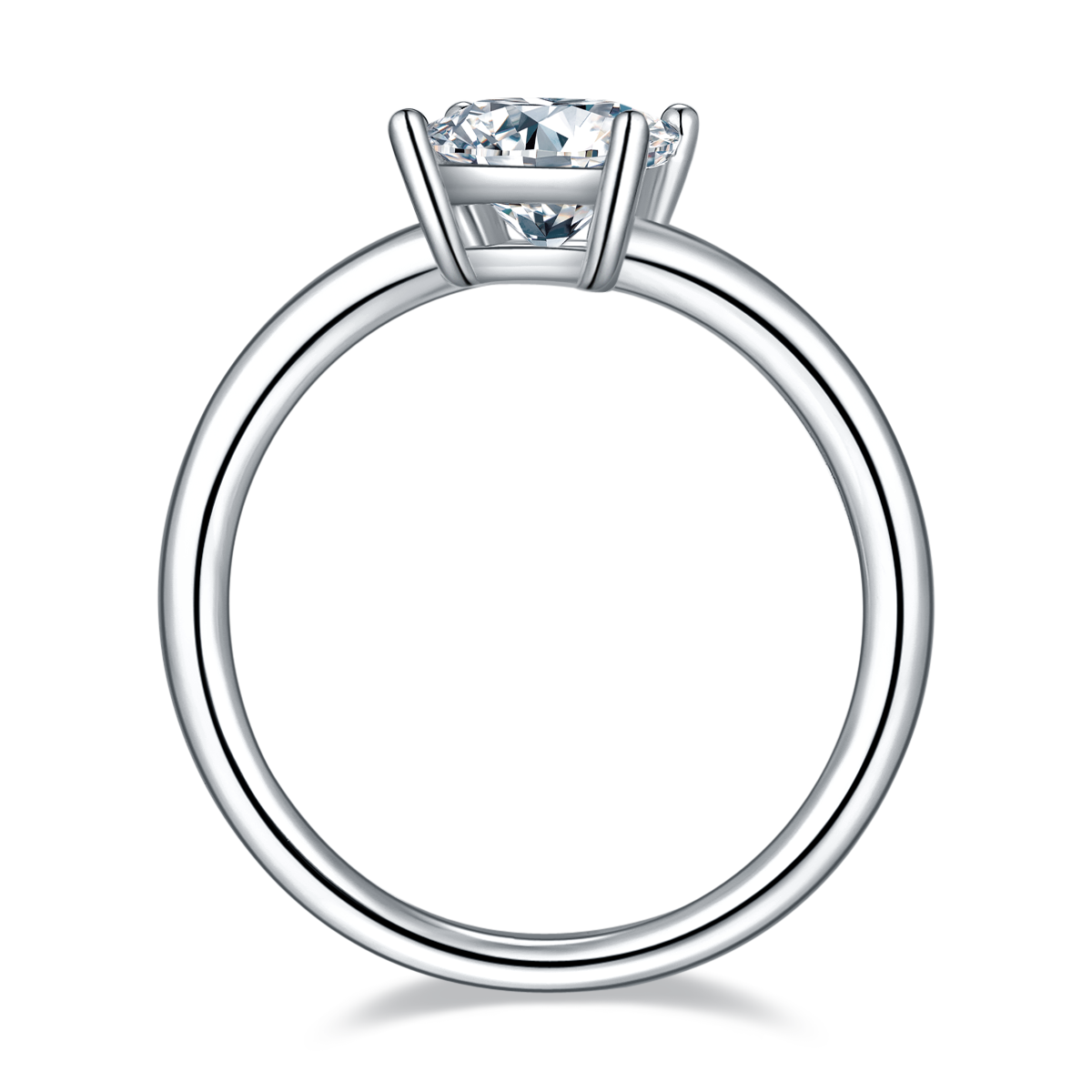 Classic Square S925 Silver Plated Platinum Moissanite Diamond Women's Ring 1.0 Carat D-Class